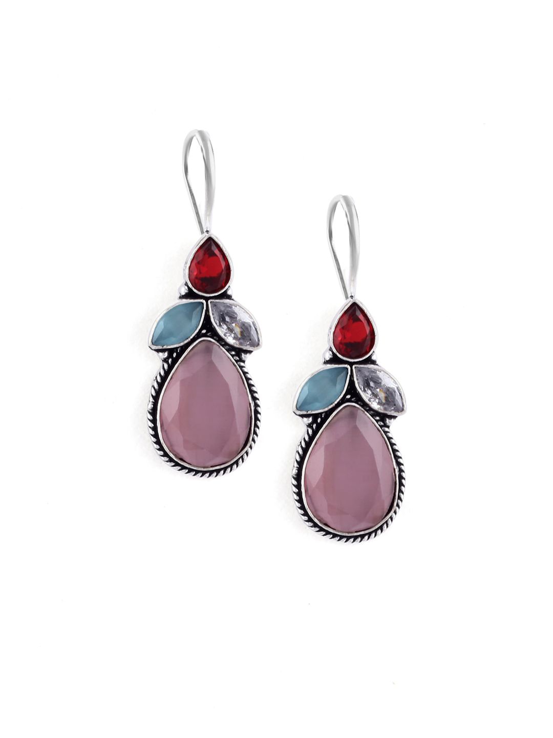 EL REGALO Purple & Red Leaf Shaped Drop Earrings Price in India