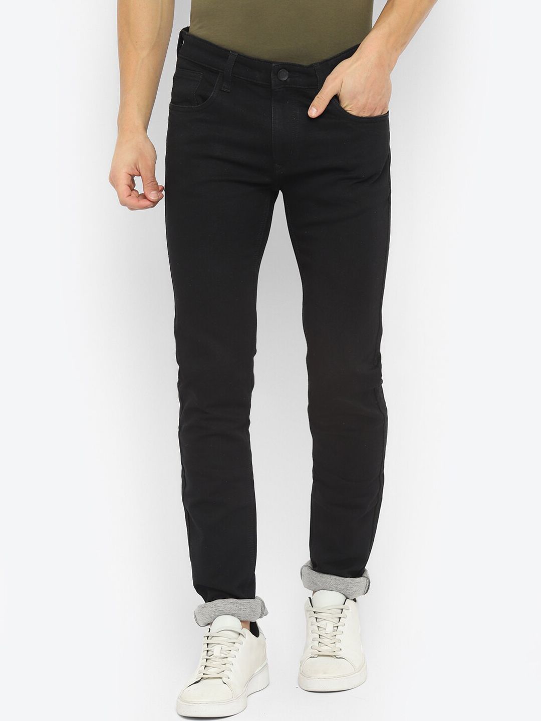 Turtle Men Black Tapered Fit Cotton Jeans