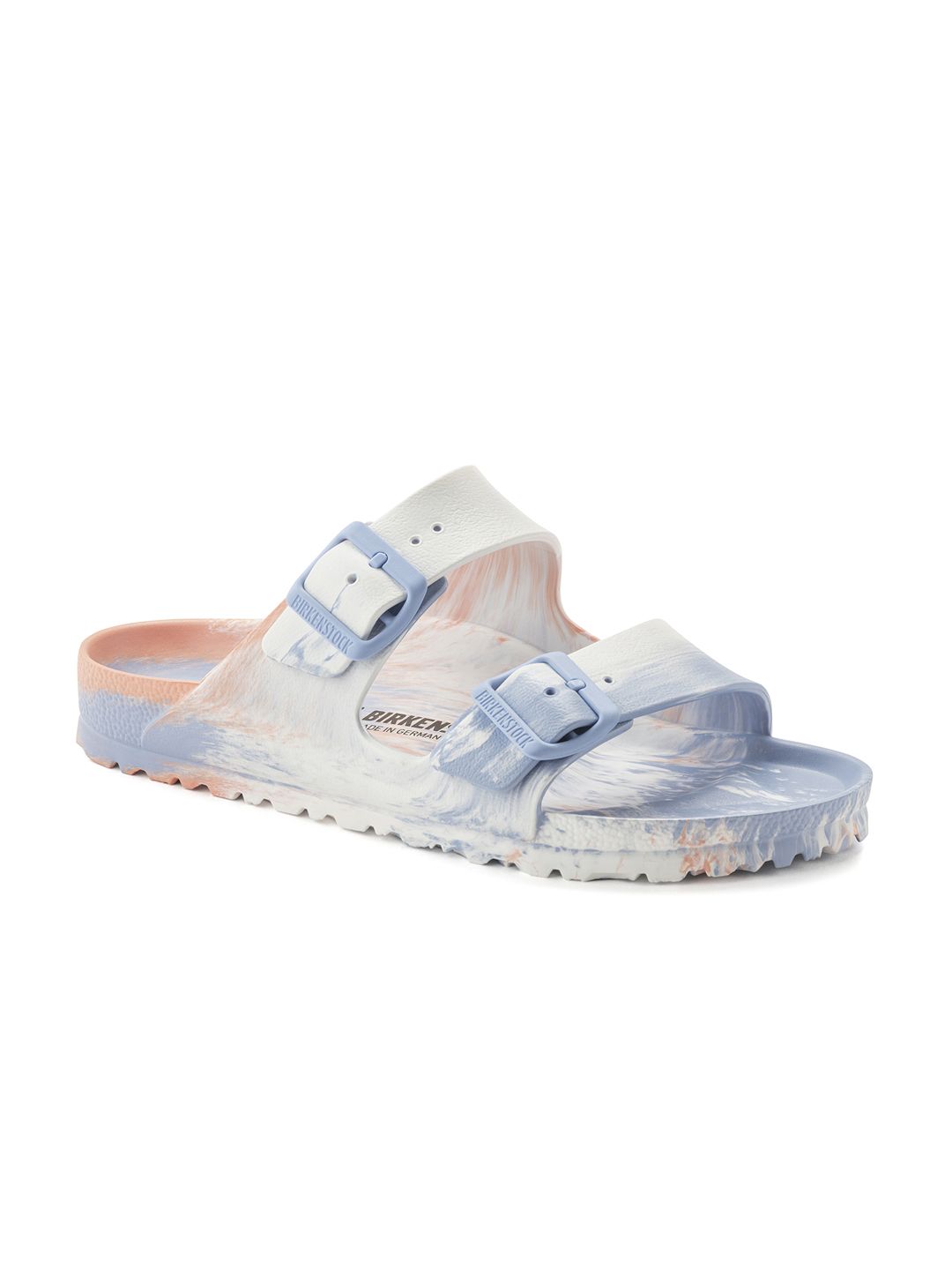 Birkenstock Unisex Blue & White Printed Arizona Essentials Sliders Price in India