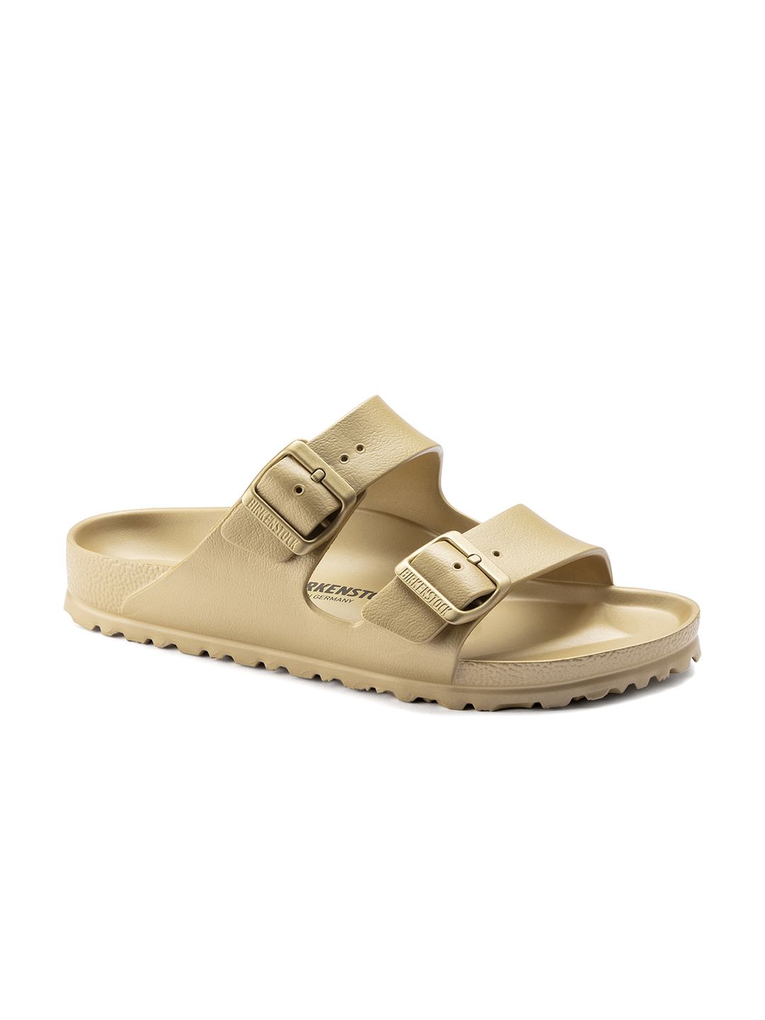 Birkenstock Unisex Gold-Toned Arizona Essentials Narrow Sliders Price in India