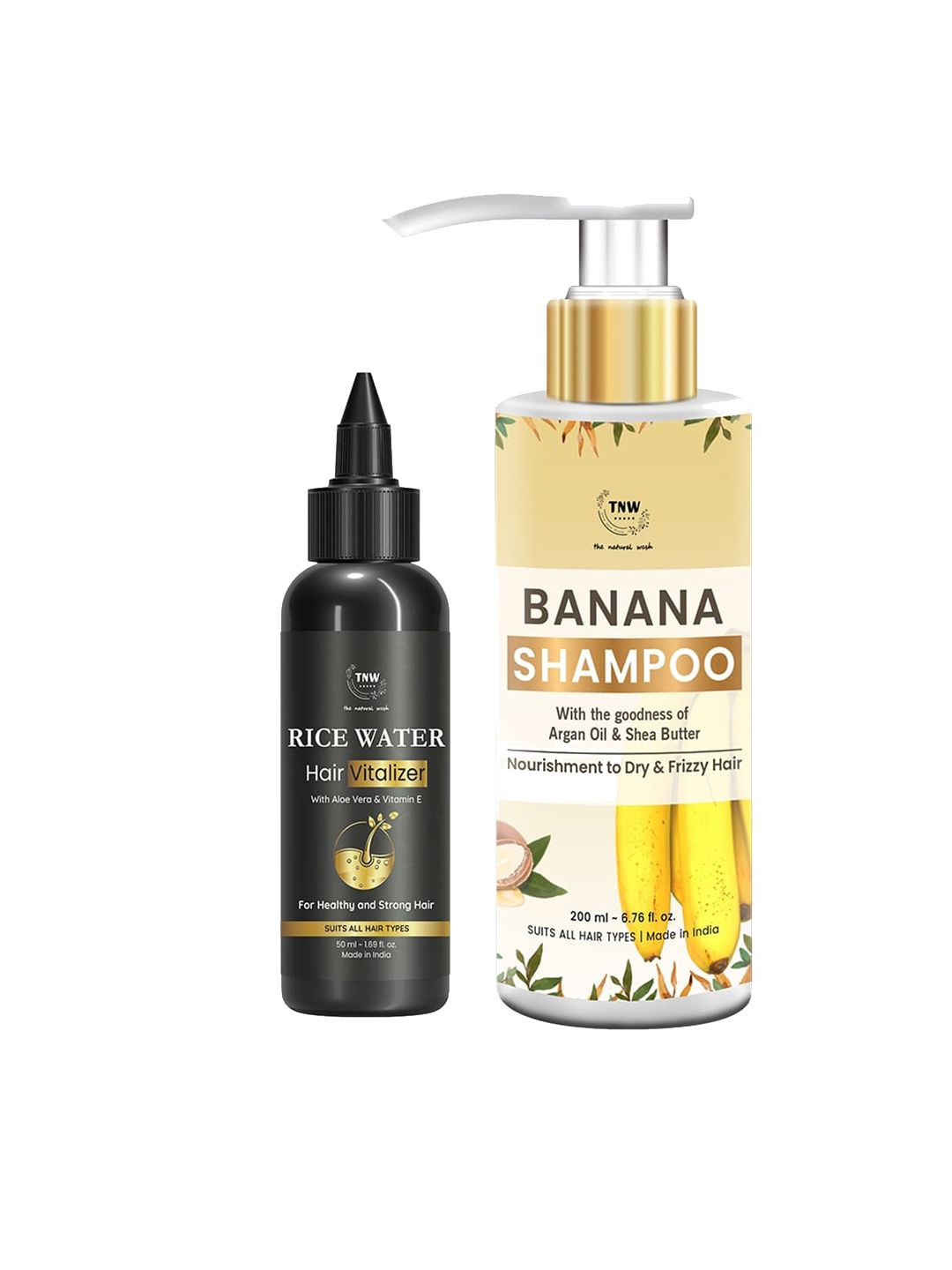 TNW the natural wash Set of Banana Shampoo 200ml & Rice Water Hair Vitalizer 50ml Price in India