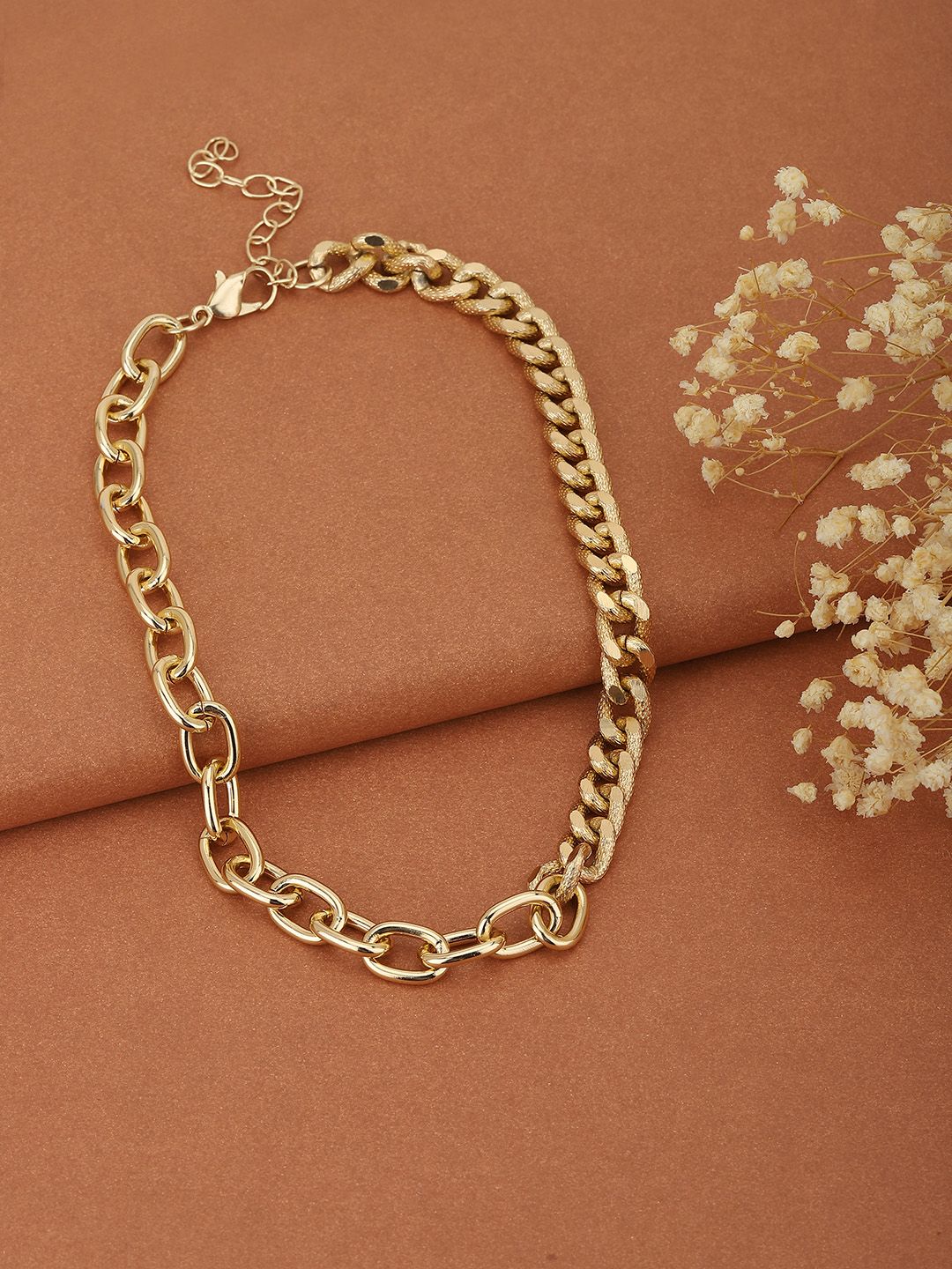 Carlton London Gold-Plated Handcrafted Link Necklace Price in India