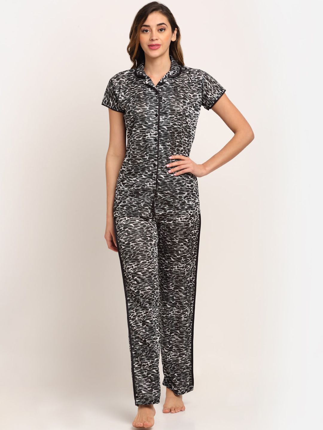 Sidwa Women Black & Grey Printed Night suit Price in India