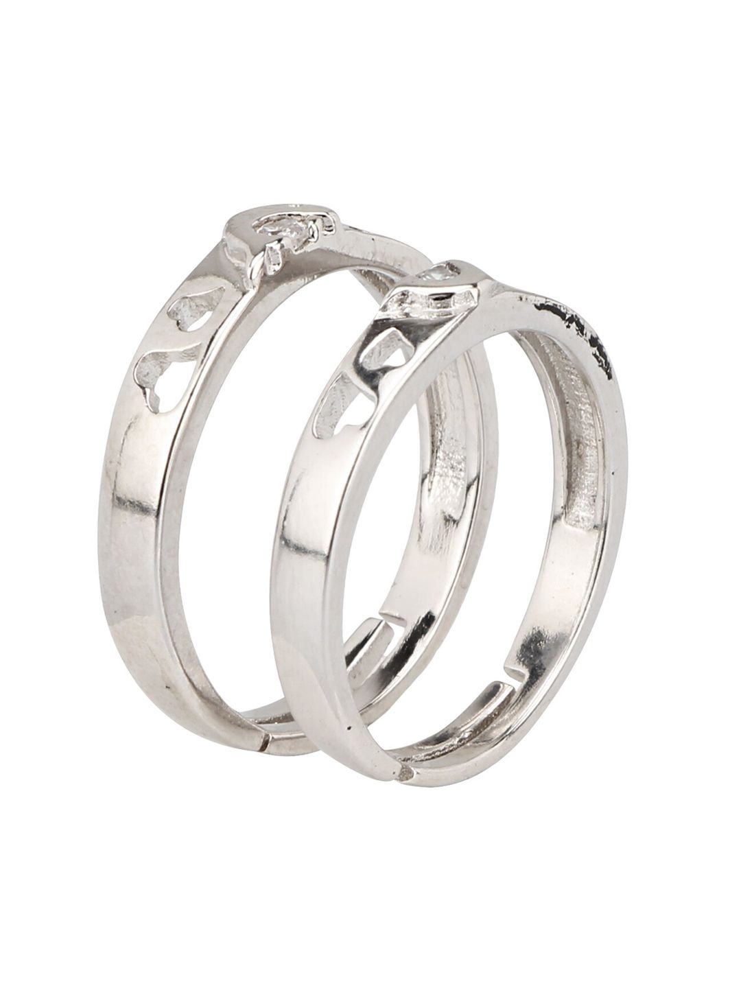 Arendelle Set Of 2 Silver-Plated Couple Adjustable Finger Rings Price in India