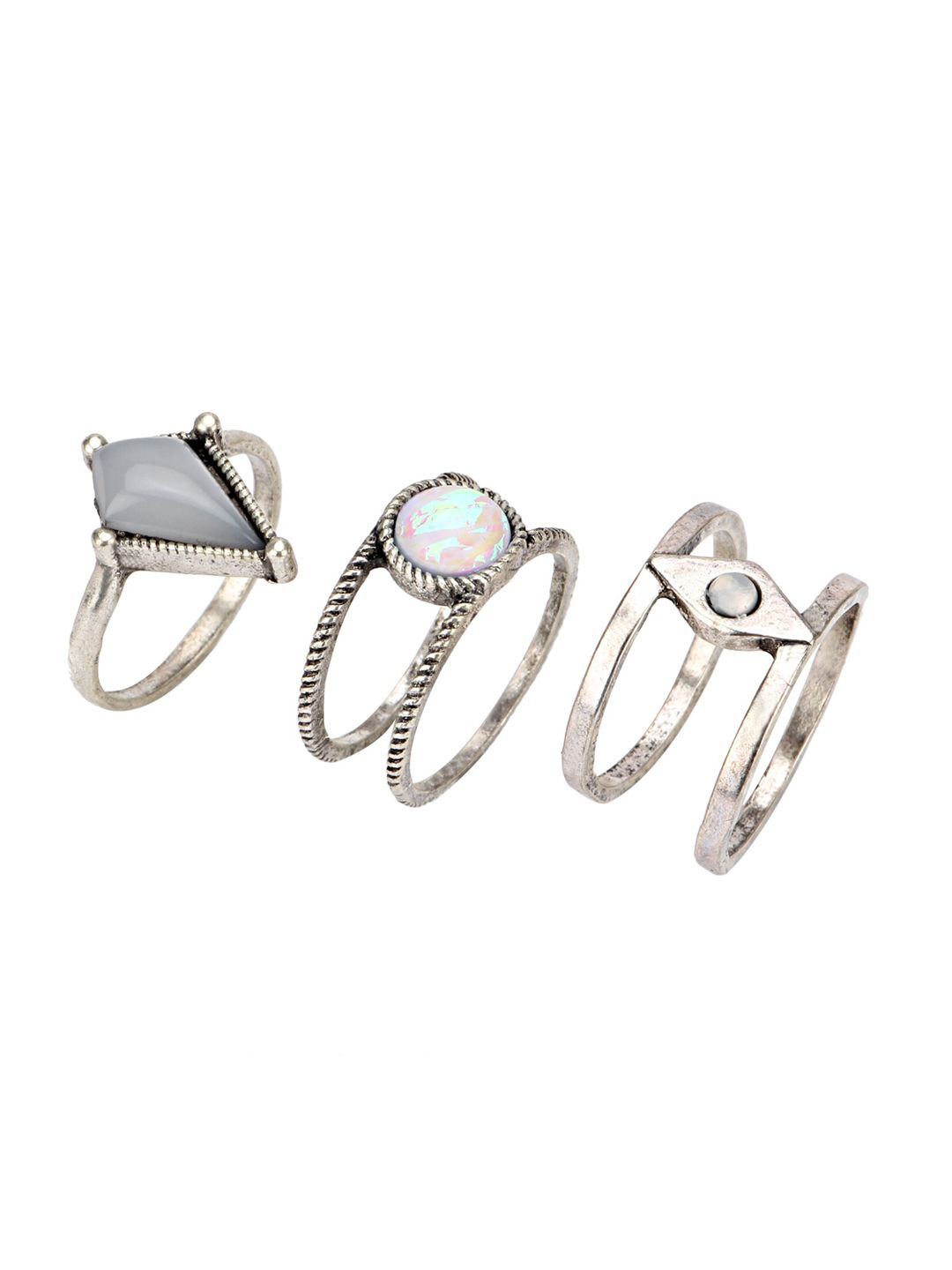 Arendelle Set Of 3 Silver Finger Ring Price in India