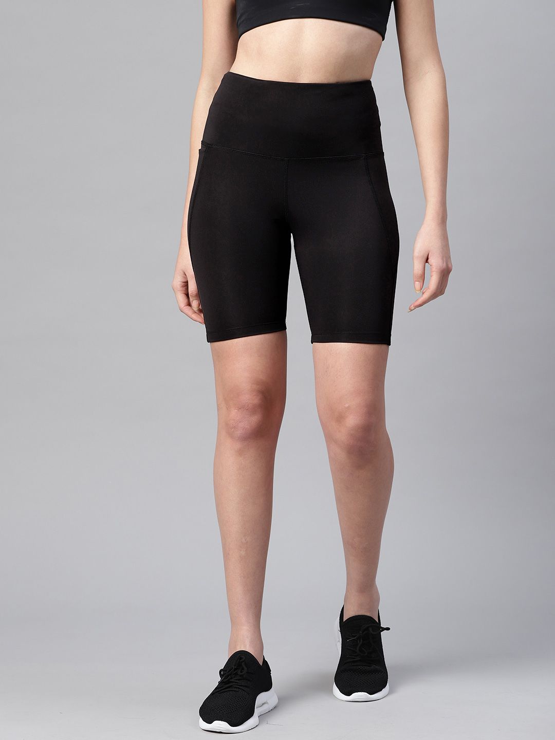 PICOT Women Black Skinny Fit High-Rise Cycling Sports Shorts Price in India