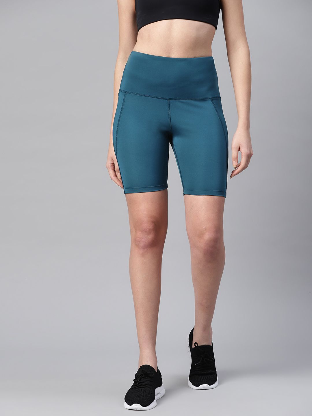 PICOT Women Teal Blue Skinny Fit High-Rise Cycling Sports Shorts Price in India