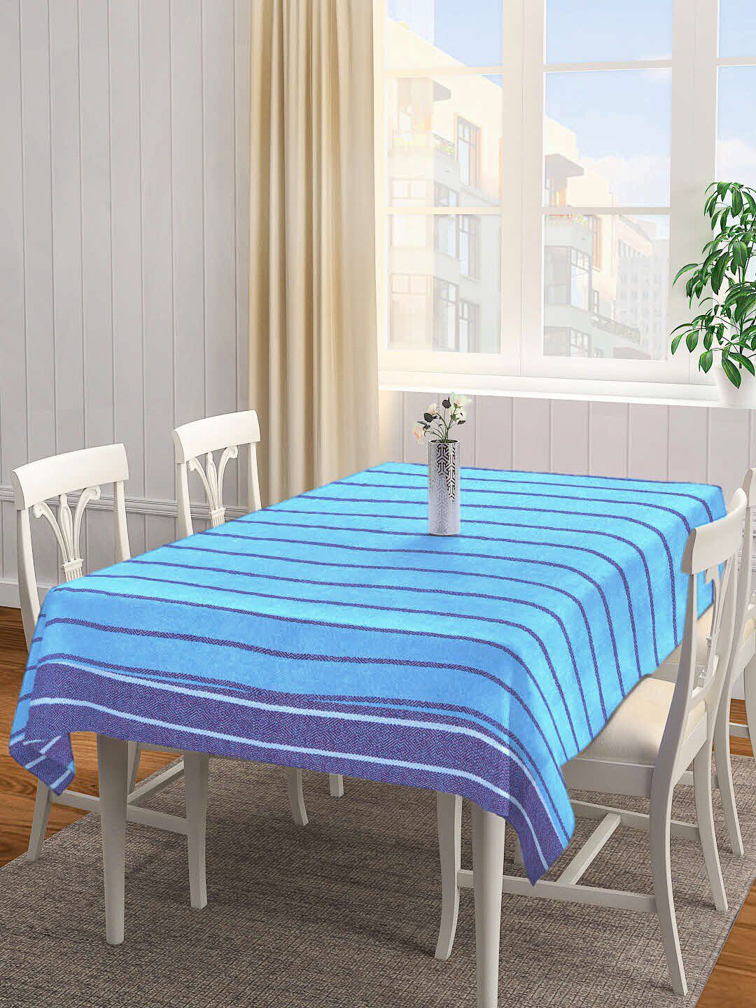 KLOTTHE Blue & Navy Blue 6 Seater Stripped Table Covers Price in India