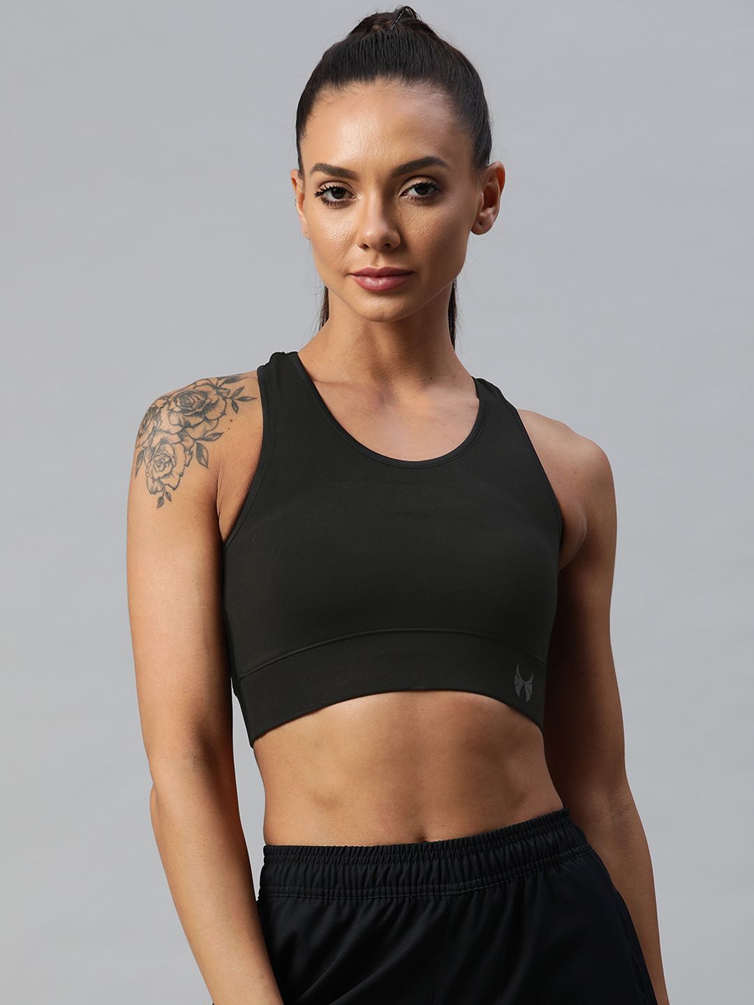 skyria Black Solid Tech-Dry Sports Bra Price in India