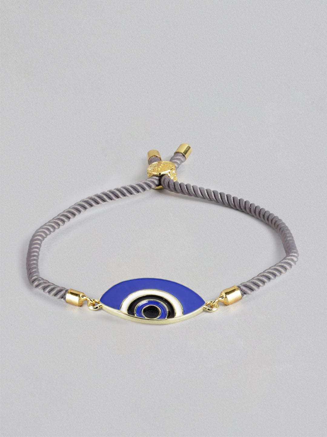 Blueberry Women Grey & Blue Gold-Plated Evil Eye Enamelled Charm Bracelet Price in India