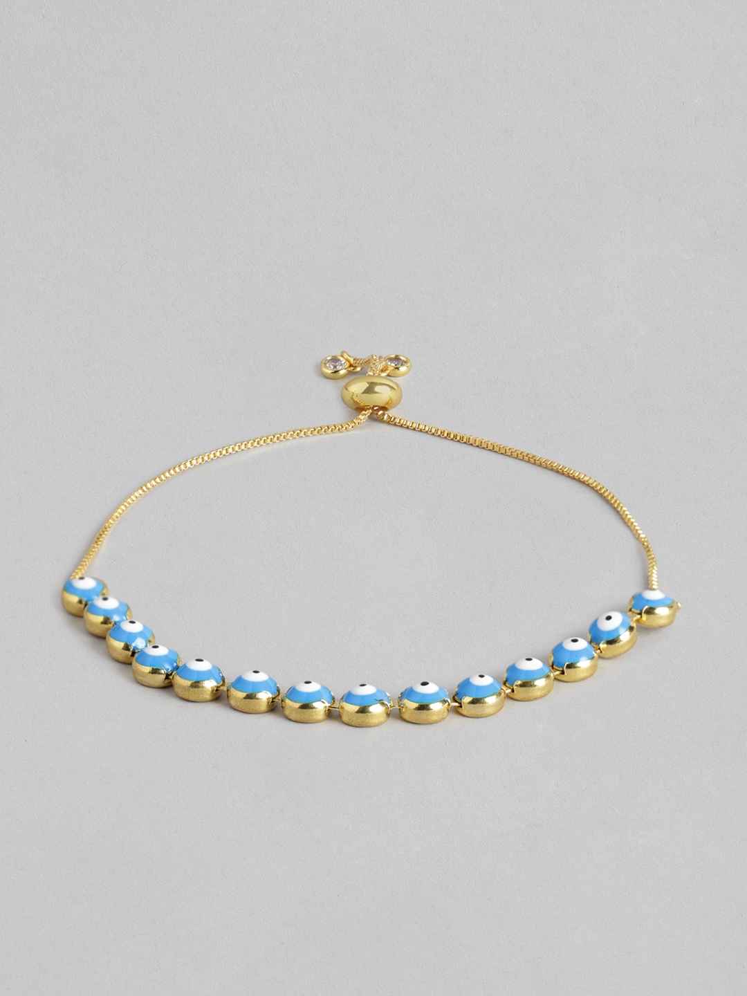 Blueberry Women Blue & White Gold-Plated Evil Eye Enamelled Bracelet Price in India
