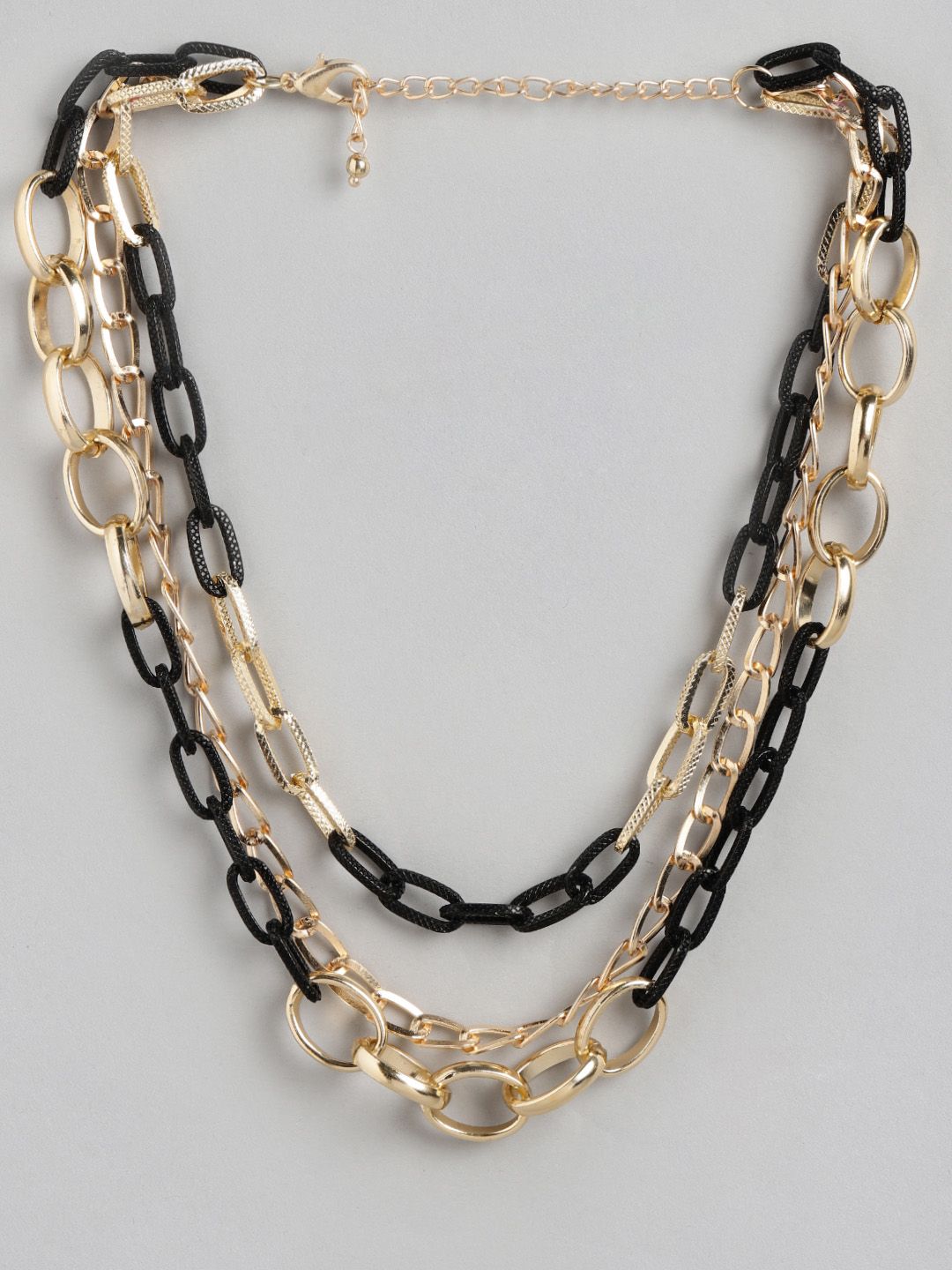 Blueberry Black Gold-Plated Handcrafted Layered Link Necklace Price in India