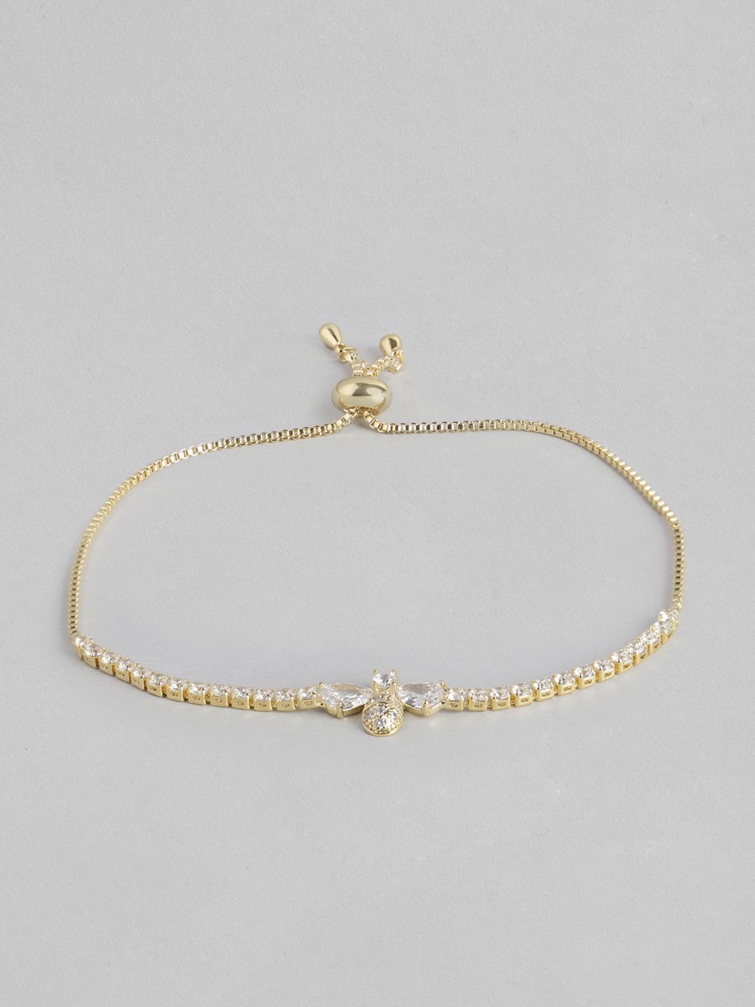 Blueberry Women Gold-Plated Bee Charm Stone-Studded Bracelet Price in India