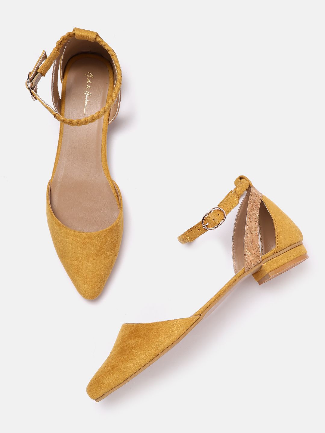 Mast & Harbour Women Mustard Yellow Solid Closed Toe Flats Price in India