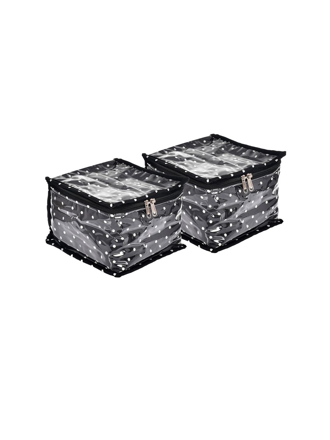 Kuber Industries Set Of 2 Black Printed Jewellery Organisers With 10 Transparent Pouches Price in India