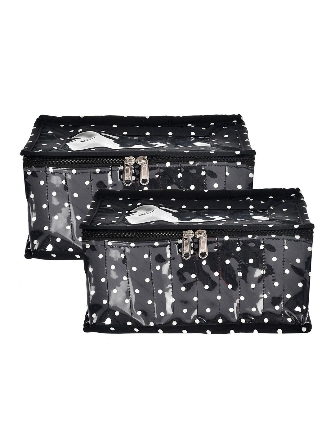 Kuber Industries Set of 2  Black & White Printed Jewellery Organiser With 10 Transparent Pouches Price in India