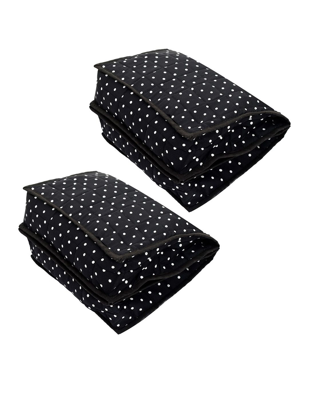 Kuber Industries Black Set Of 2 Polka Dot Printed Cotton Foldable Organisers Price in India