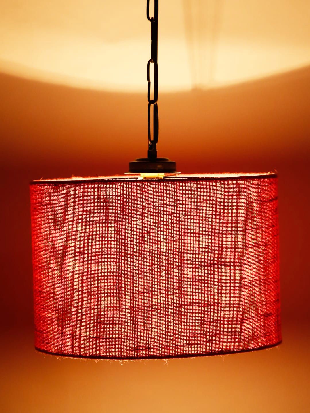 Devansh Pink Jute Cylinder Hanging Ceiling Lamp Price in India