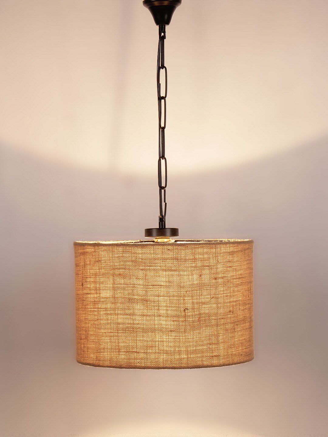 Devansh Beige Jute Drum Hanging Lamp Price in India