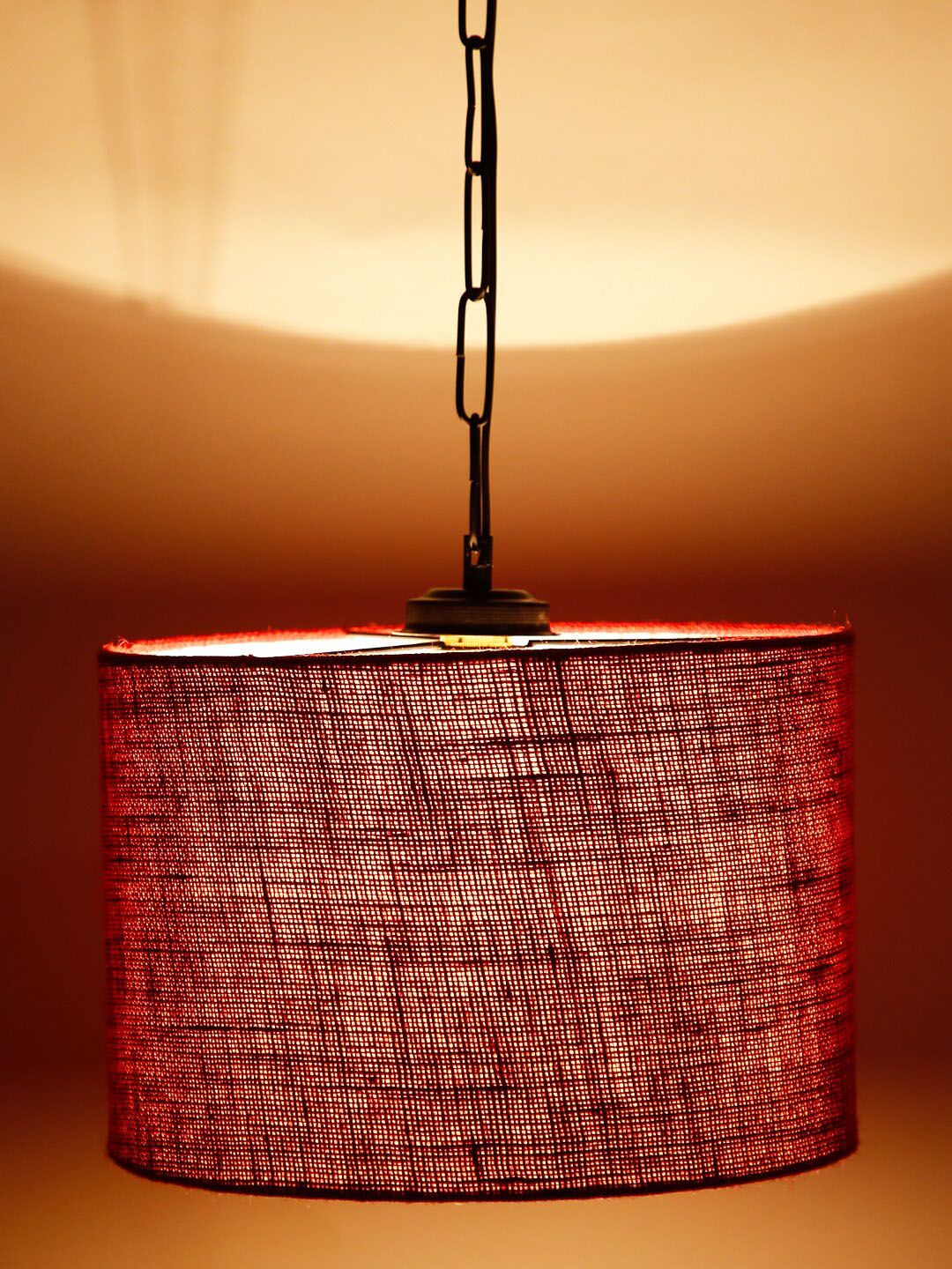 Devansh Maroon Square Shaped Jute Drum Hanging Lamp Price in India