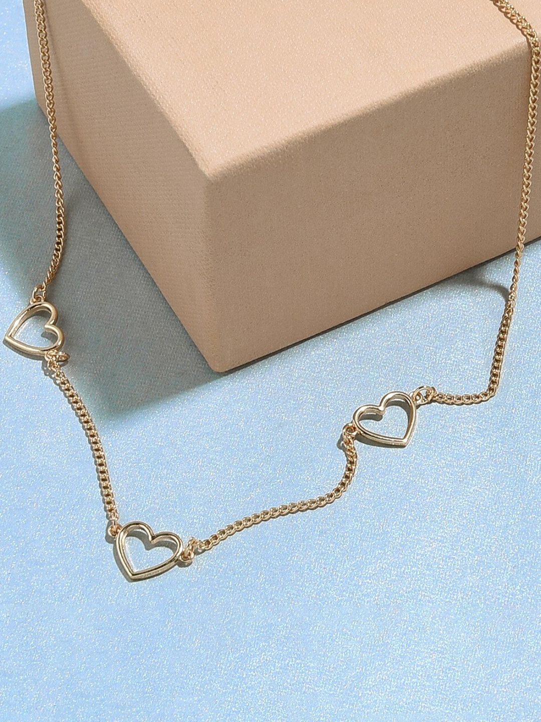 Accessorize Women Gold Heart Station Necklace Price in India