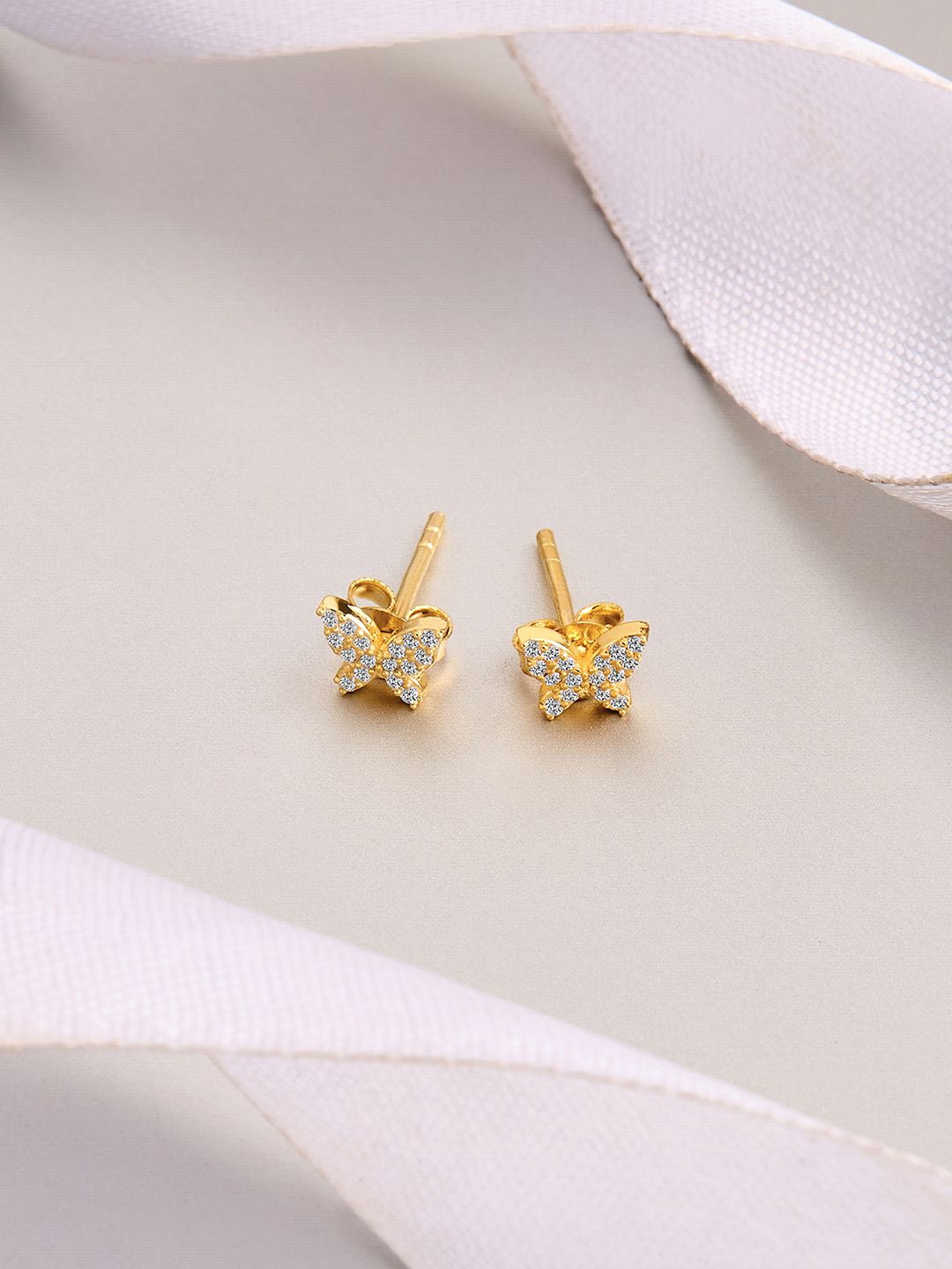 GIVA 925 Sterling Silver 18k Gold Plated Contemporary Stud Earrings Price in India