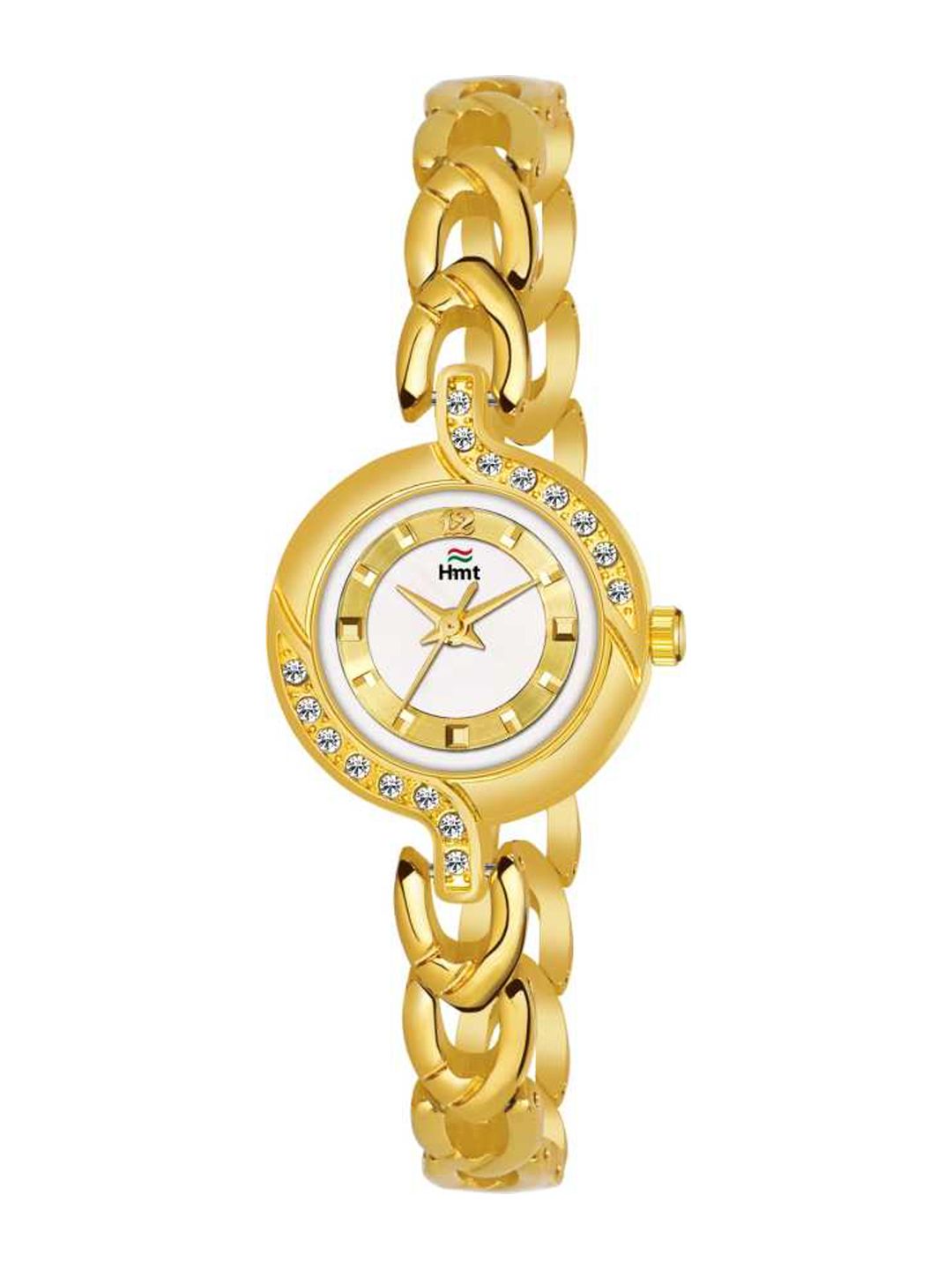 HAMT Women White Brass Embellished Dial & Gold Toned Analogue Watch HT-LR0010-WHT-CH Price in India