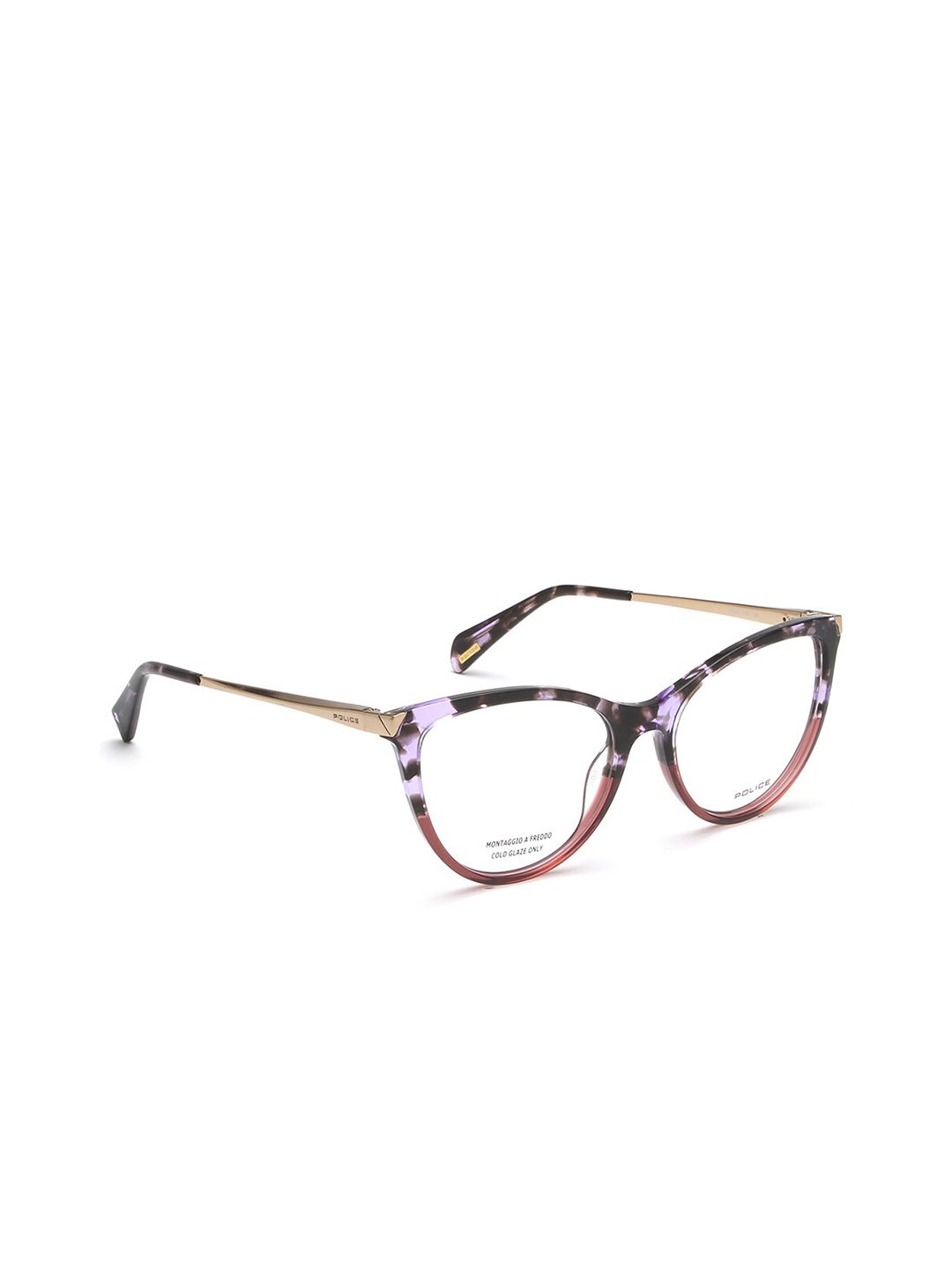 Police Women Lavender & Brown Abstract Full Rim Cateye Frames Price in India