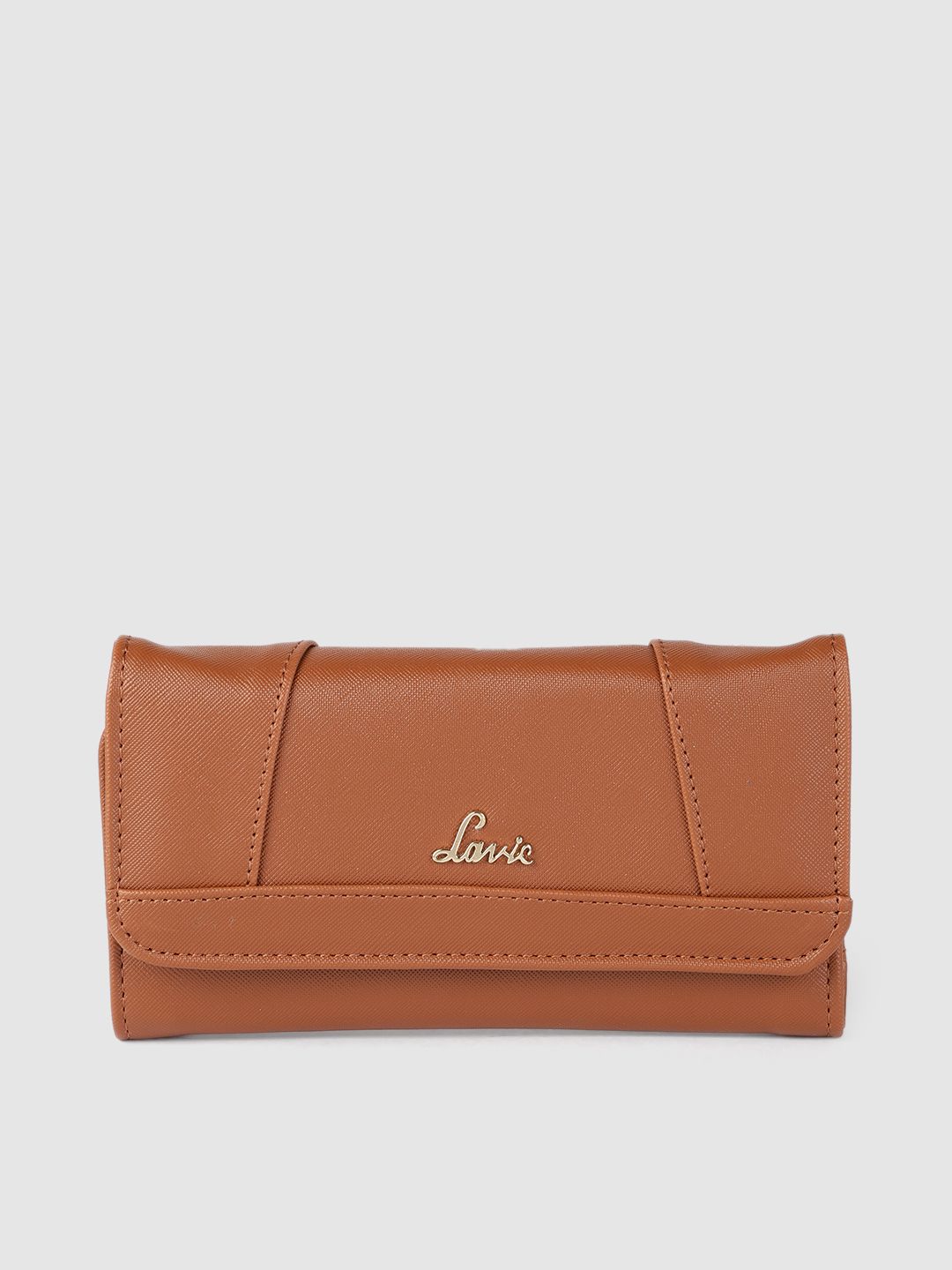 Lavie Women Tan Brown Solid Applique PU Three Fold Wallet Price in India