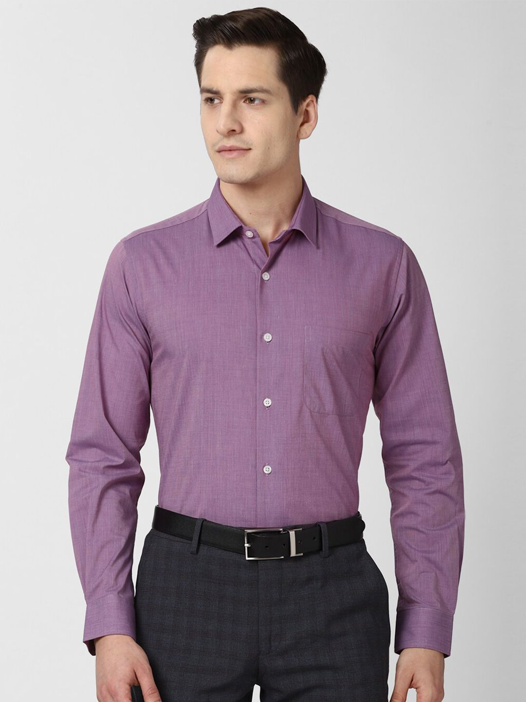 Peter England Peter England Men Purple Slim Fit Formal Shirt