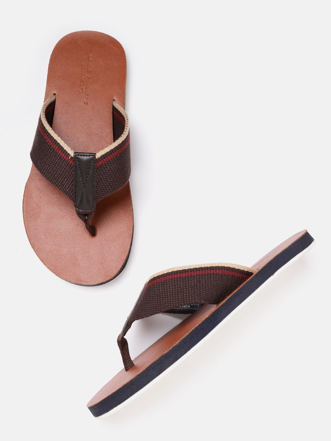 Louis Philippe Men Coffee Brown Comfort Sandals