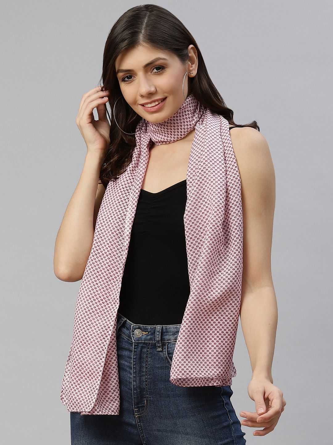 WEAVERS VILLA Women Pink Printed Scarf Price in India