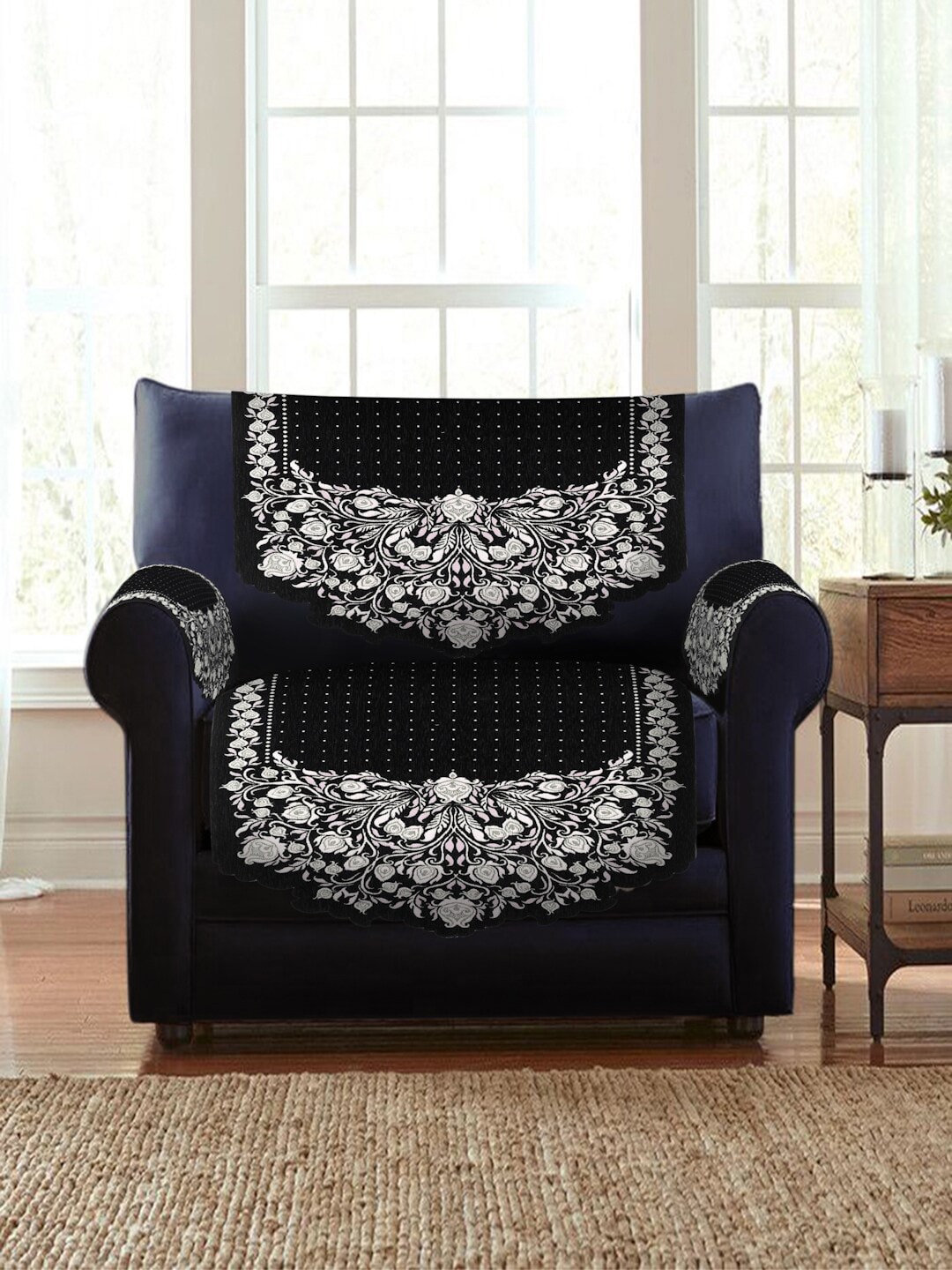HOSTA HOMES Set Of 16 Velvet Quilted 5 Seater Sofa Cover With Arm Rest Covers Price in India