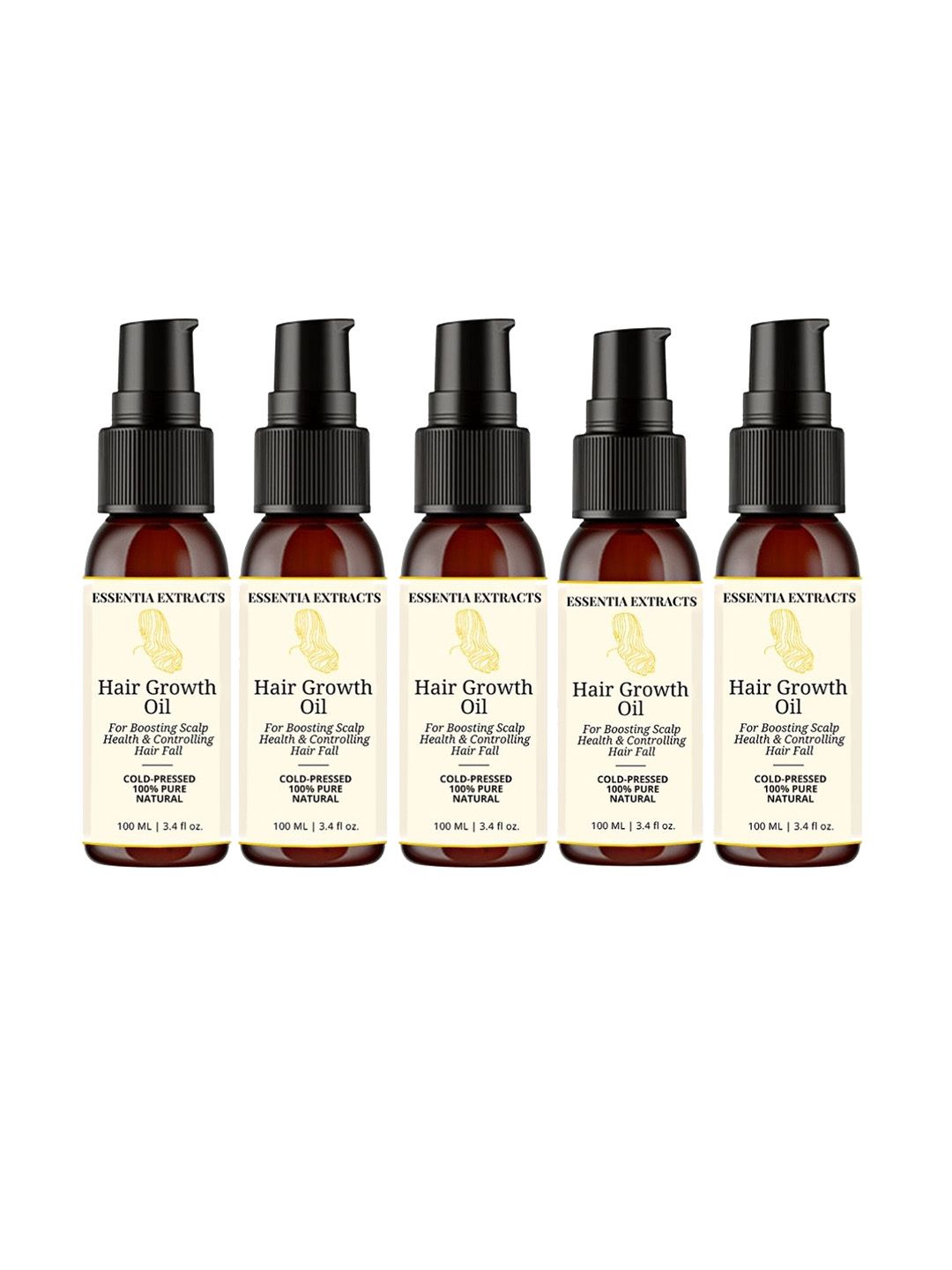 ESSENTIA EXTRACTS Yellow Pack of 5 Hair Growth Oil, 500 ml Each Price in India