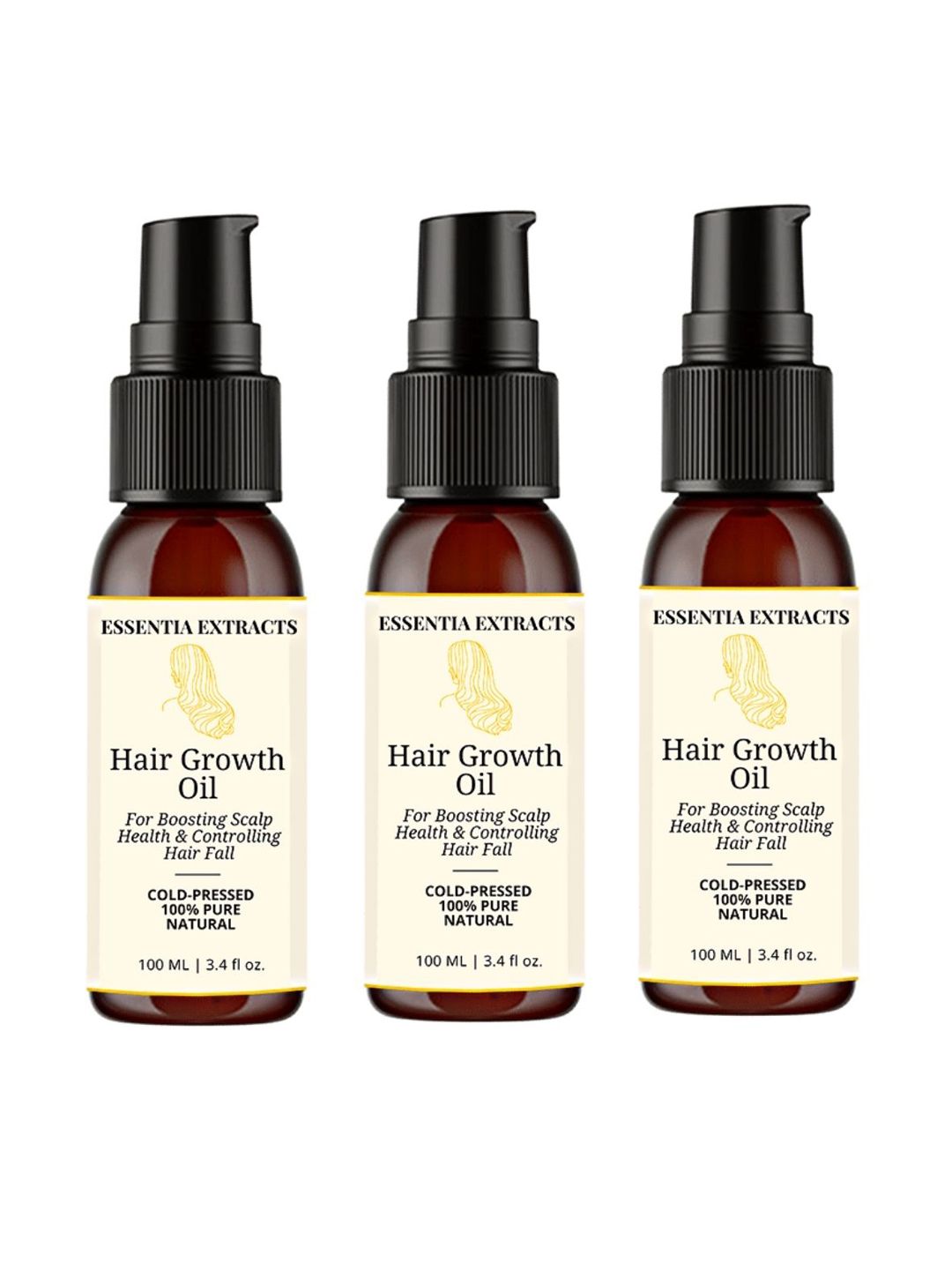 ESSENTIA EXTRACTS Set of 3 Hair Growth Oil for Hair Fall Control - 100 ml each Price in India