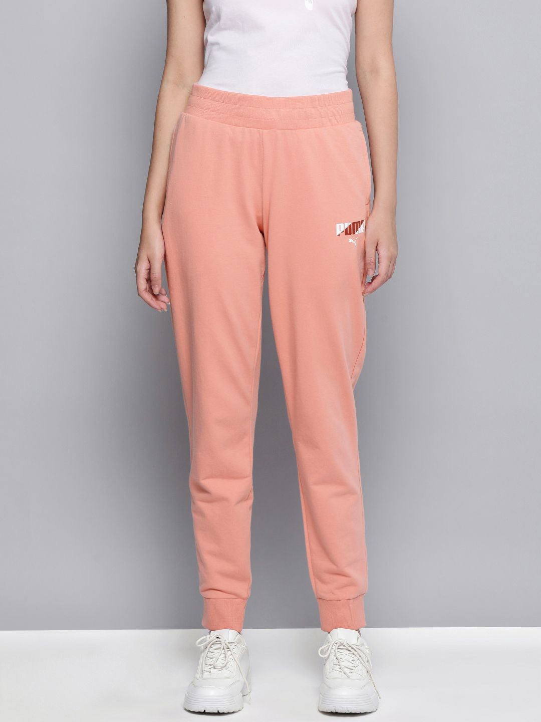 Puma Women Pink Regular Fit Zippered Stripe Logo Sweatpants Price in India