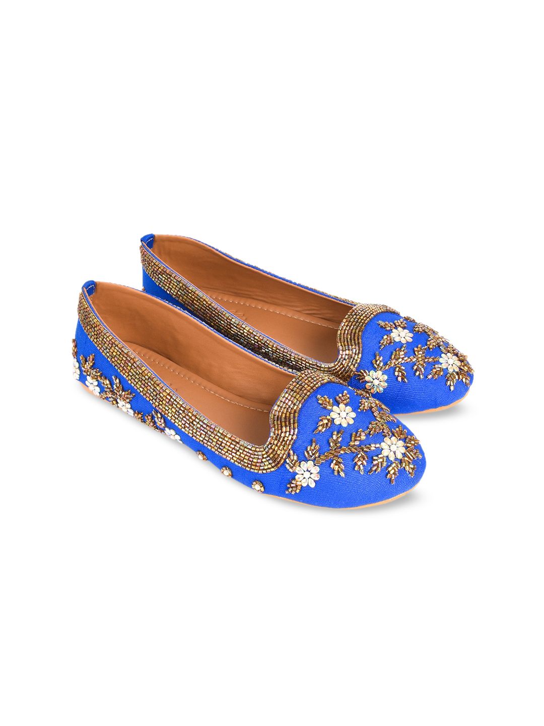 Sole House Women Blue Embellished Ballerinas Flats