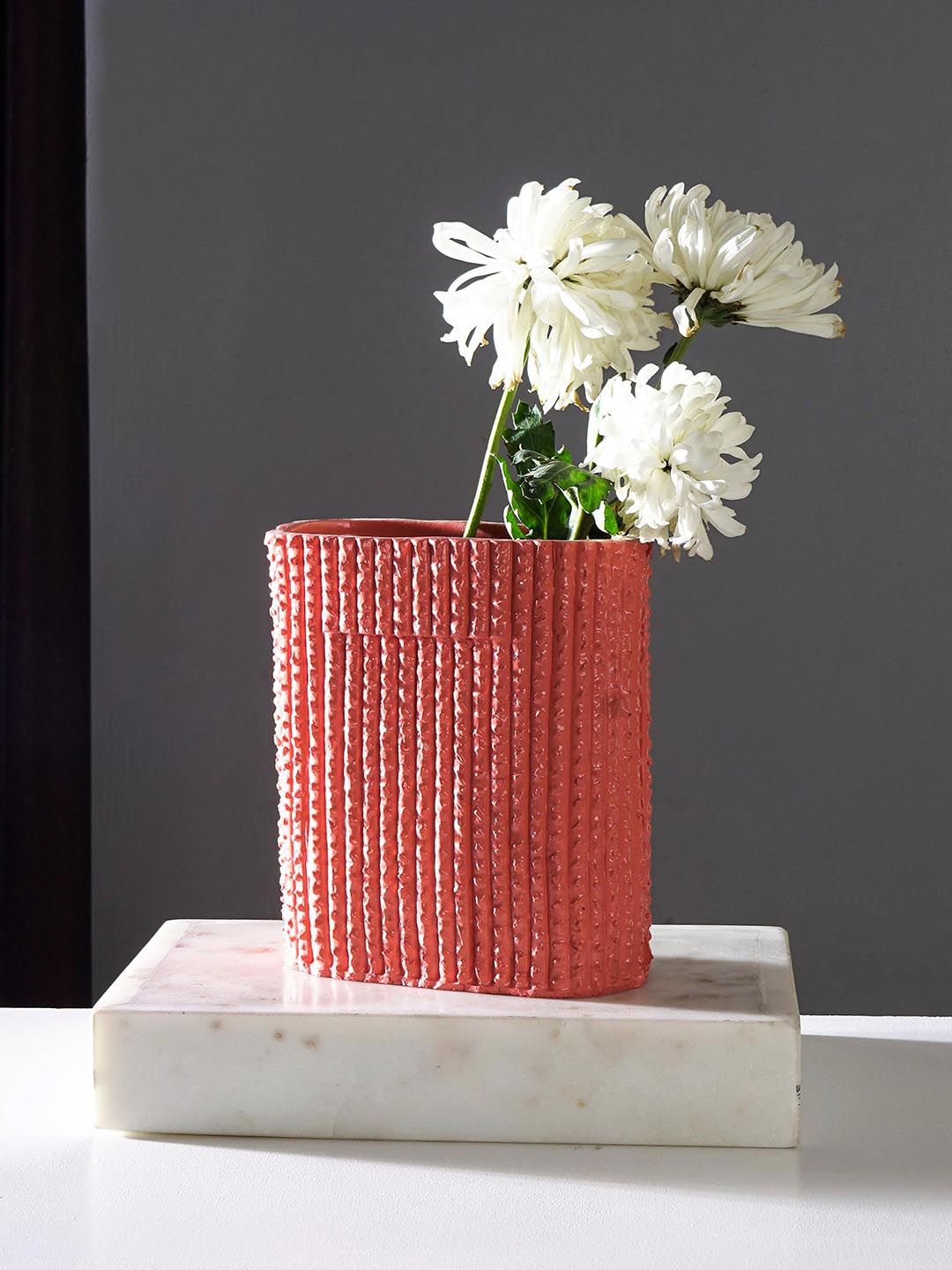 THE ARTMENT Salmon Pink Resin Riot Of Colour Vase Price in India