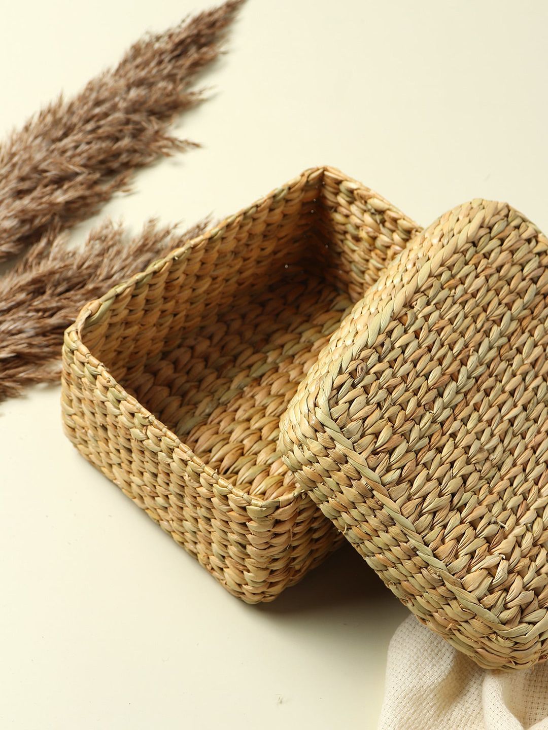 HABERE INDIA Beige Grass Storage Basket Price in India