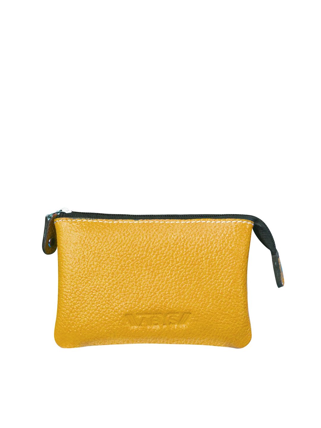 ABYS Unisex Yellow & Yellow Leather Card Holder with SD Card Holder Price in India