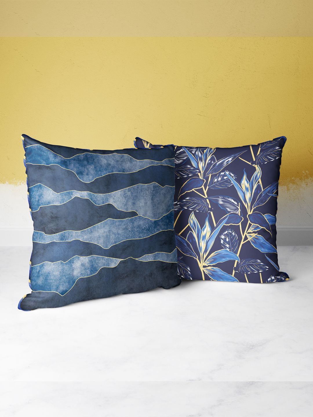 BIANCA Digital Floral Polyester Quick-Dry 2 Pcs Square Cushion Covers - 16 x 16 In