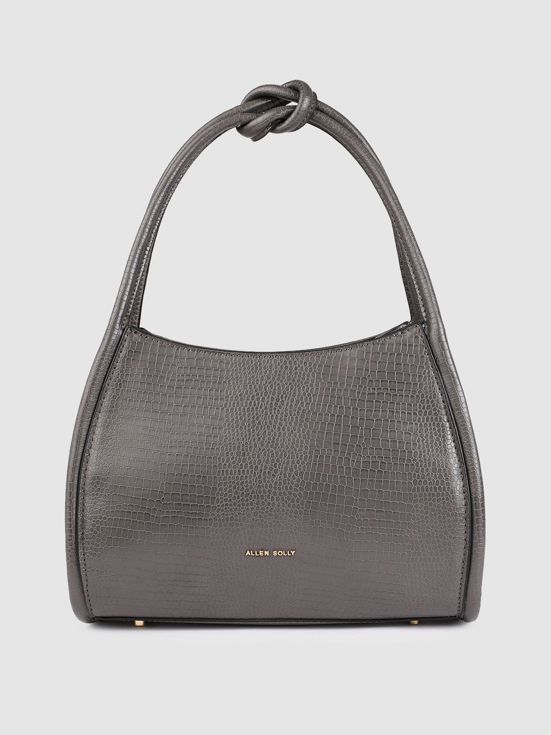 Allen Solly Grey Textured PU Structured Hobo Bag Price in India