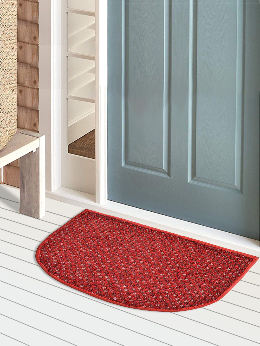 Kuber Industries Red Pack of 3 Anti-Skid Doormats Price in India