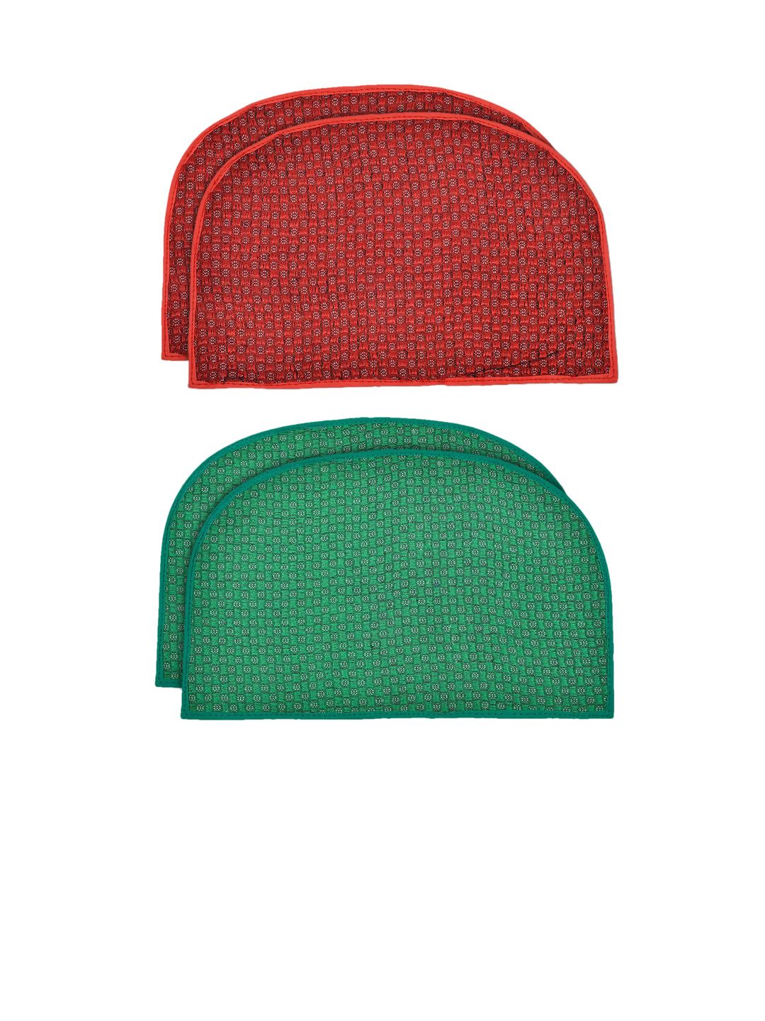 Kuber Industries Pack of 4 Red & Green Anti Skid Rubber Door Mat Price in India