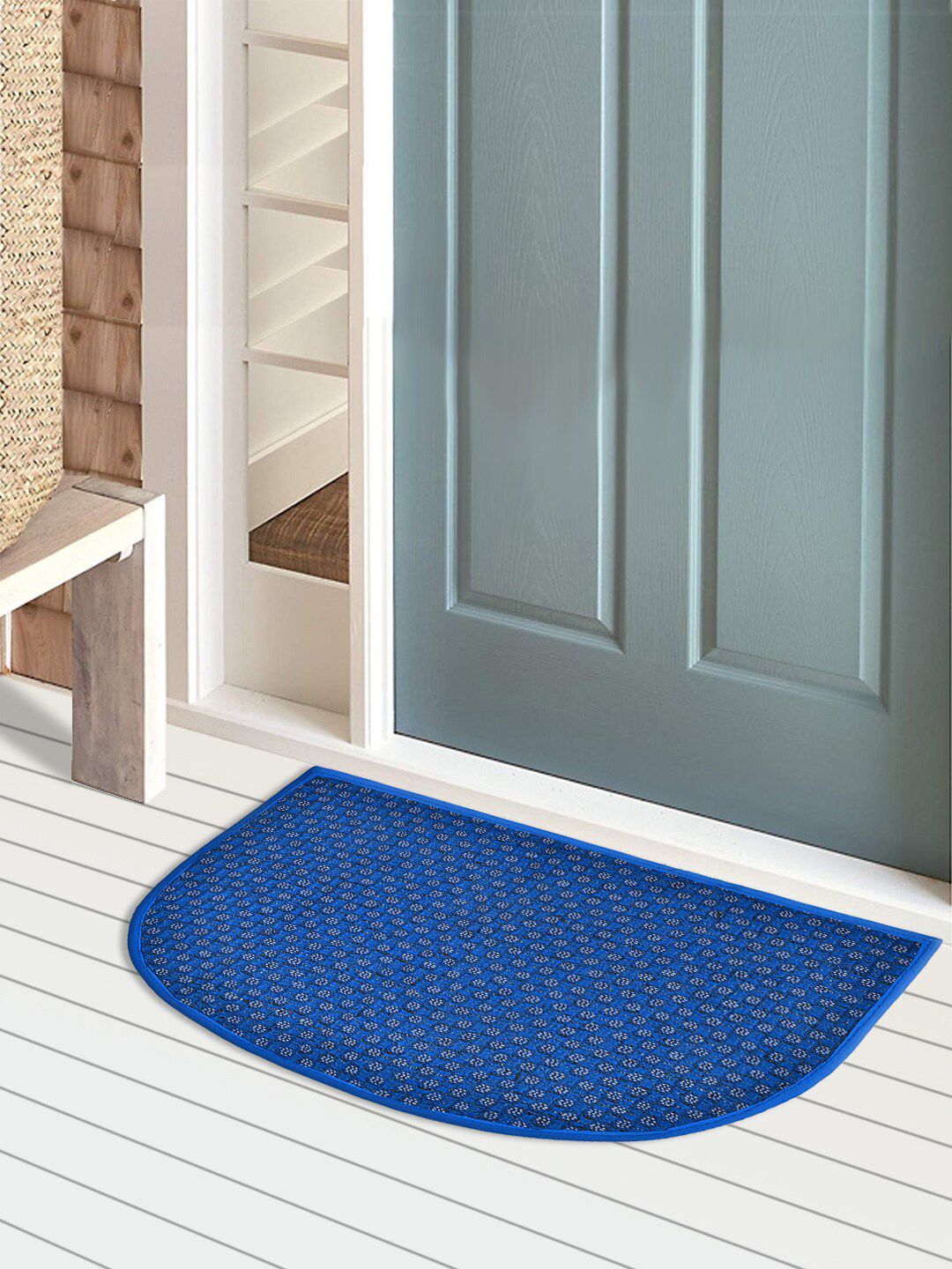 Kuber Industries Blue & Red Pack Of 2 Self Design Anti-Slip Doormats Price in India
