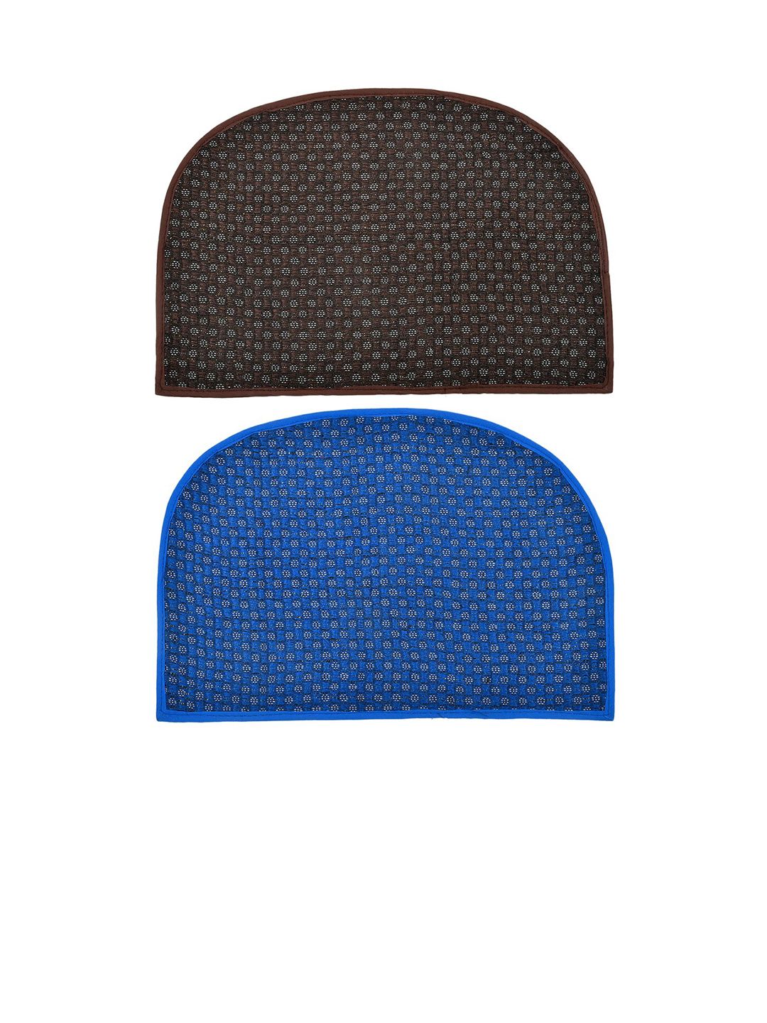 Kuber Industries Brown & Blue Pack of 2 D-Shape Anti-Slip Rubber Door Mats Price in India