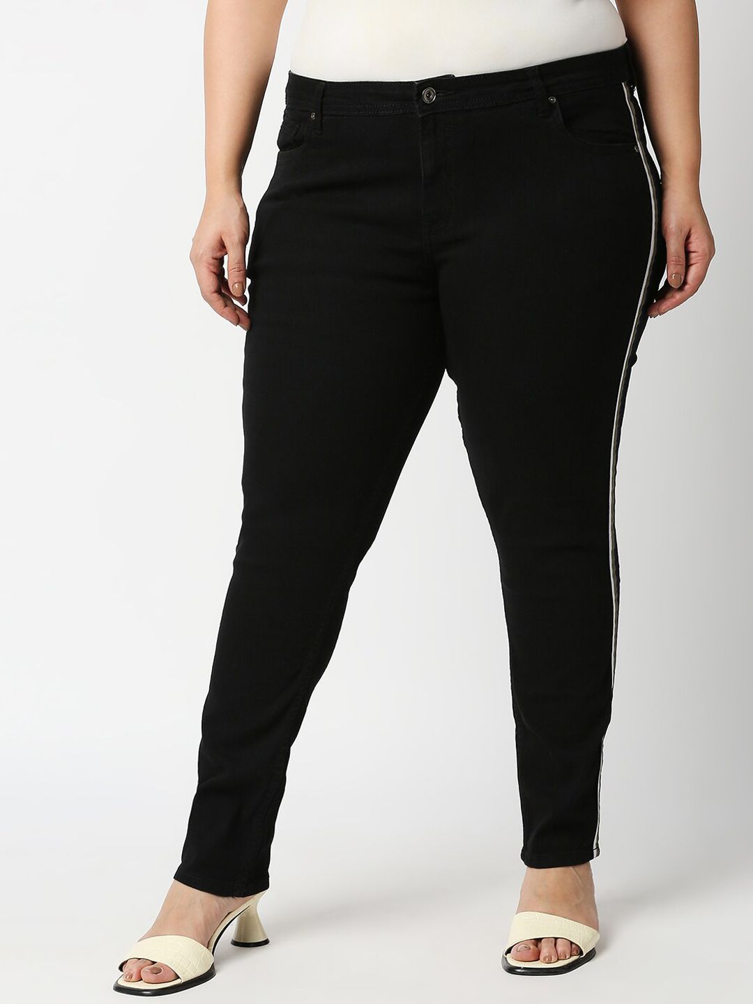 High Star Women Plus Size Black Slim Fit Stretchable Jeans Price in India