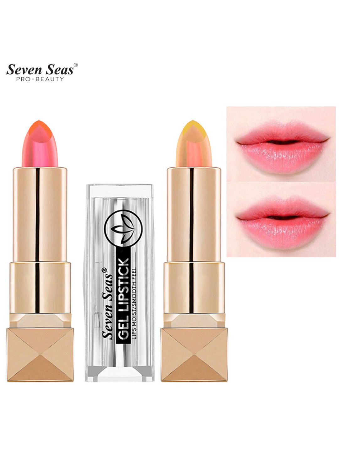 Seven Seas Set of 2 Lips Moist Smooth Feel Gel Lipstick - Red & Yellow Price in India