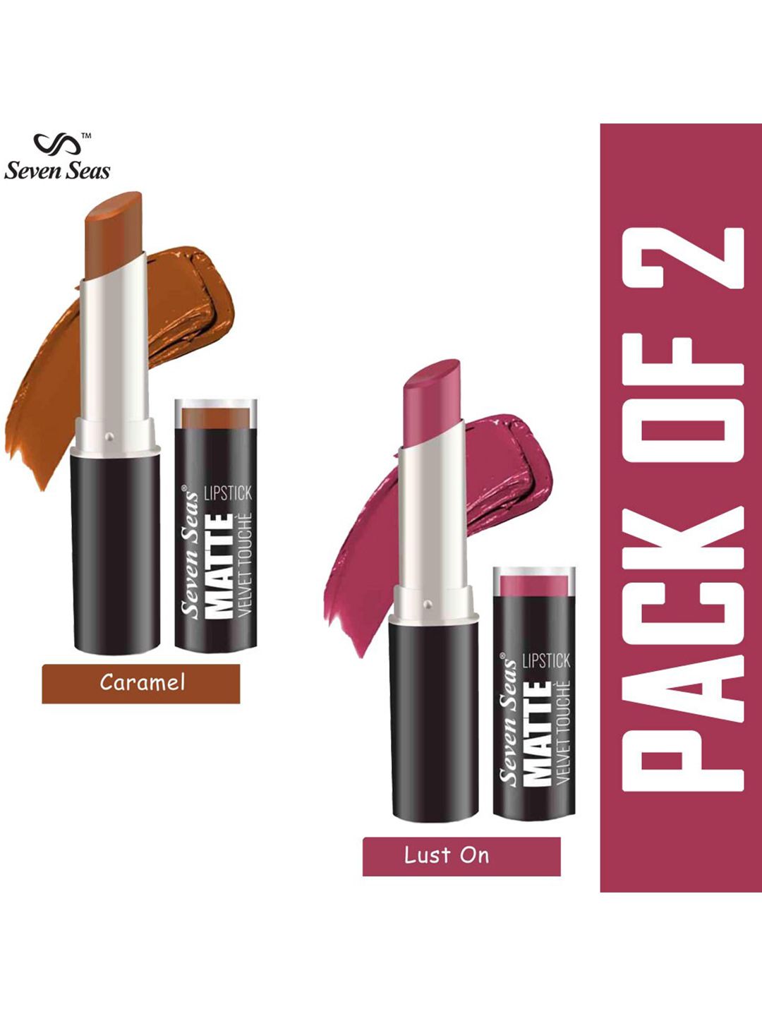 Seven Seas Set of 2 Matte Velvet Touch Lipstick - Caramel 214 & Lust On 216 Price in India