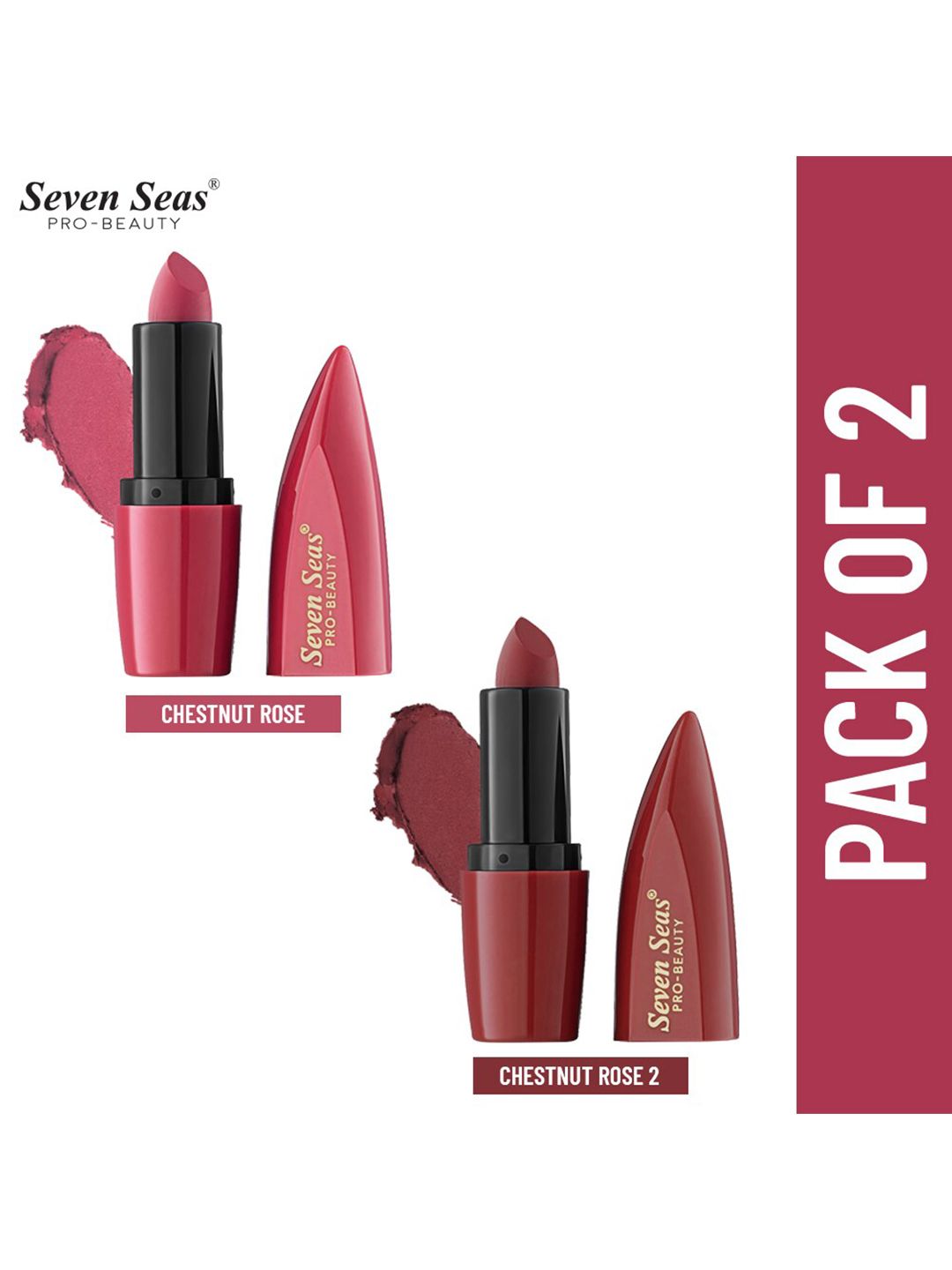 Seven Seas Set of 2 Ultimate Matte Full Coverage Lipstick - Chestnut Rose 301 & 305 Price in India